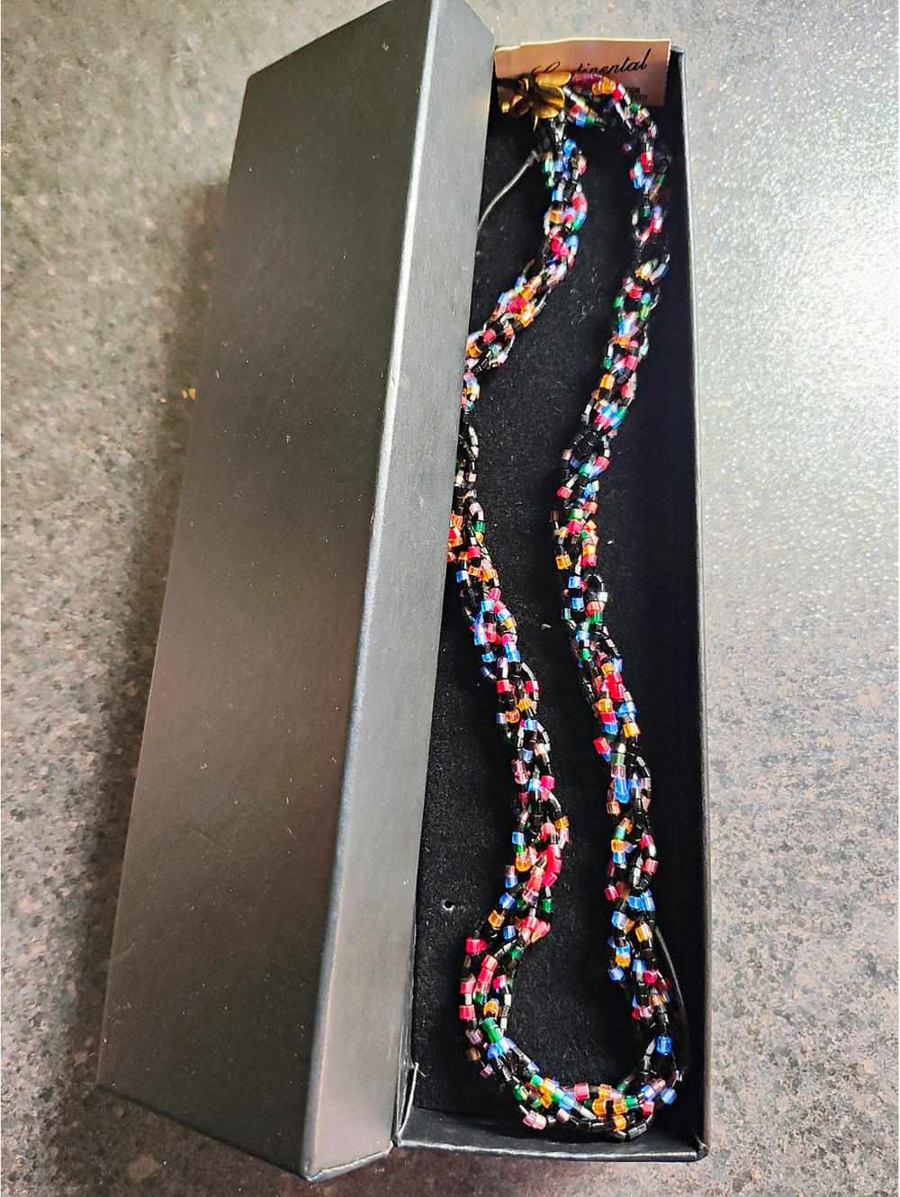 Continental" brand vintage multi-strand Czech seed bead necklace NWT